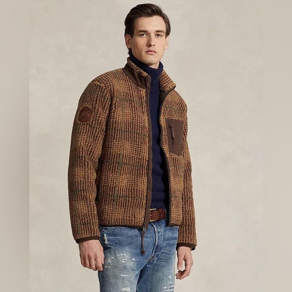 Ralph Lauren Men's Glen Plaid Pile Fleece Jacquard Jacket- Size : XL - Picture 4 of 13